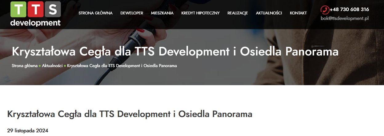 TTS DEVELOPMENT - Kryształowa Cegła dla TTS Development i Osiedla Panorama