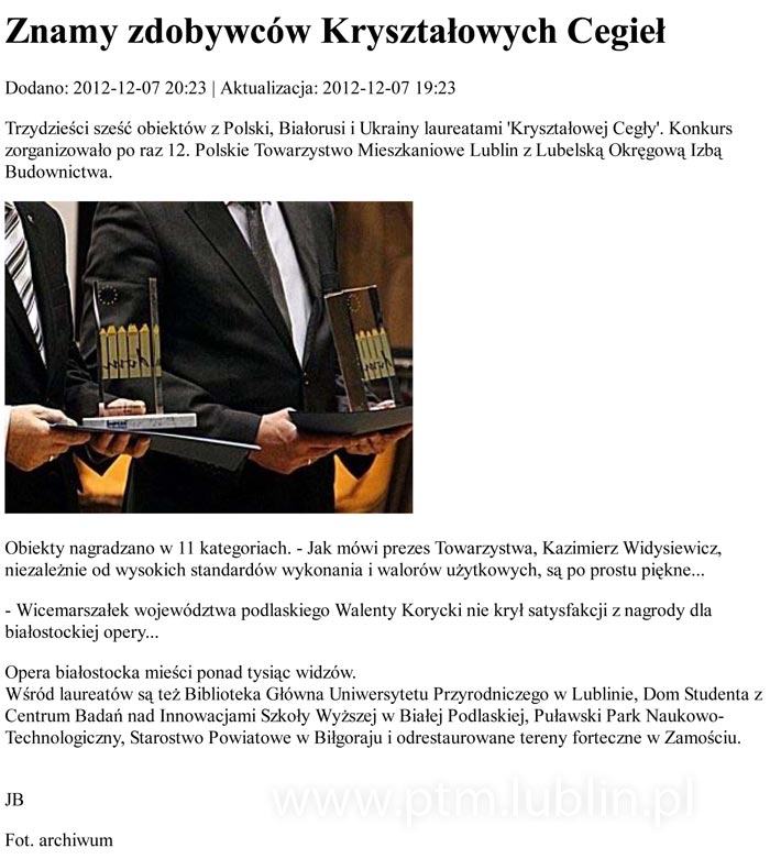 Znamy zdobywców Kryształowych Cegieł