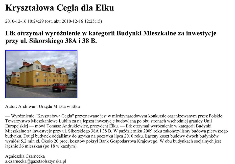 Kryształowa Cegła dla Ełku