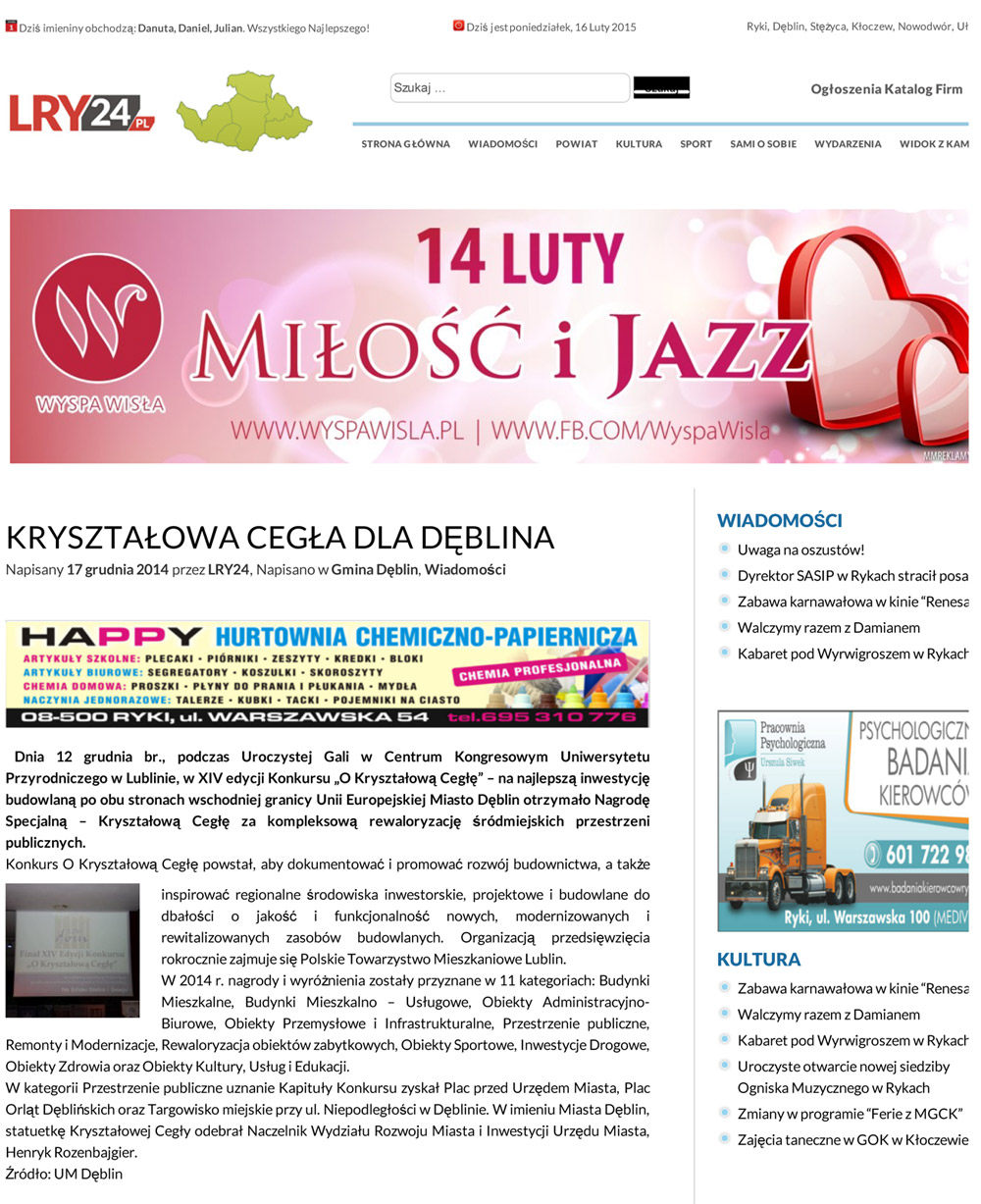 KRYSZTAŁOWA CEGŁA DLA DĘBLINA