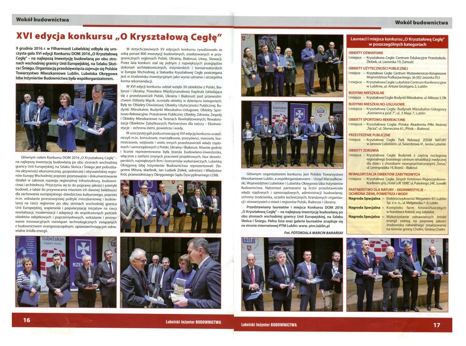 XVI edycja konkursu Konkursu "O Krysztalowa Cegle".