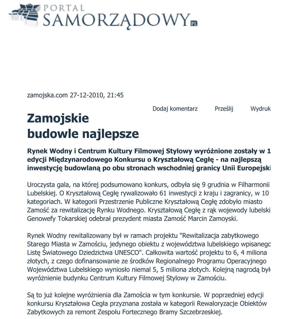 Zamojskie budowle najlepsze