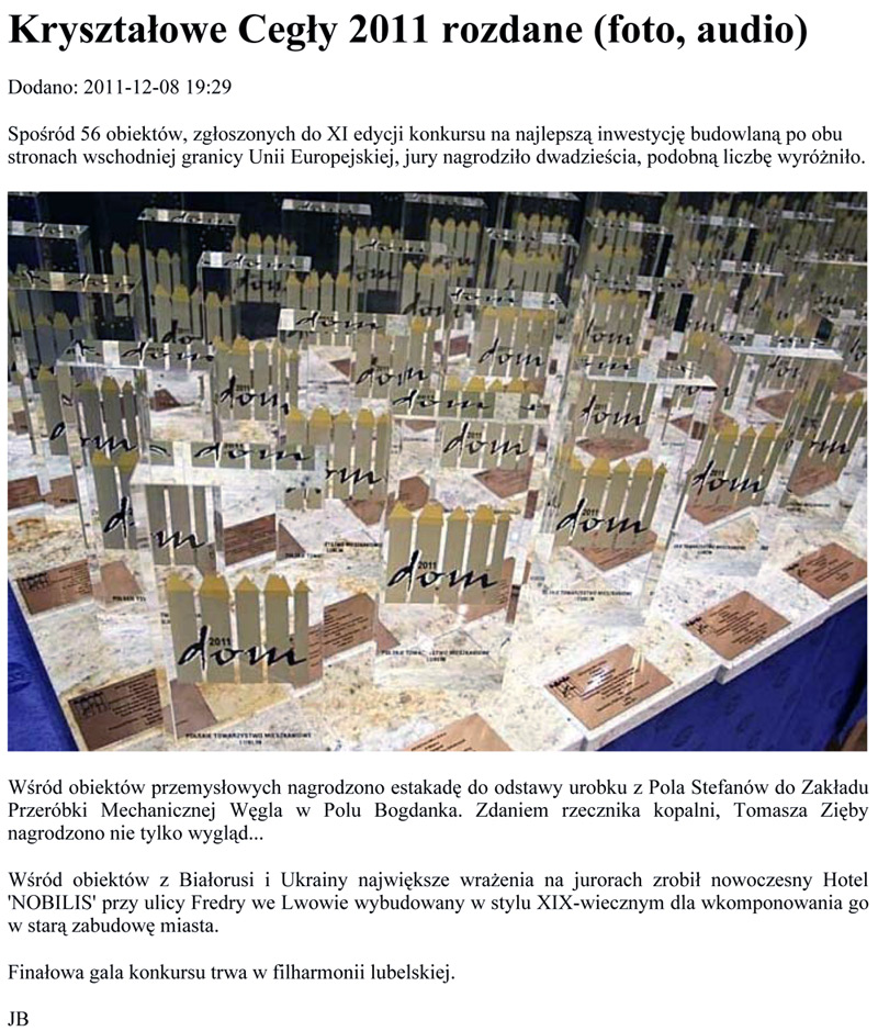 Kryształowe Cegły 2011 rozdane