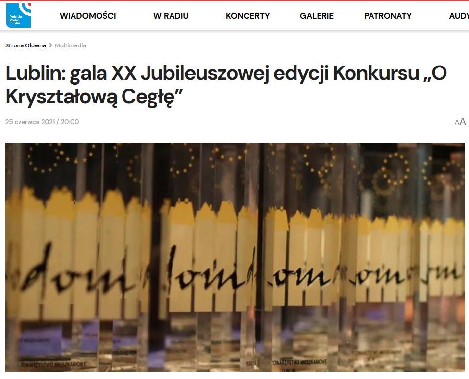 Lublin: gala XX Jubileuszowej edycji Konkursu „O Kryształową Cegłę”